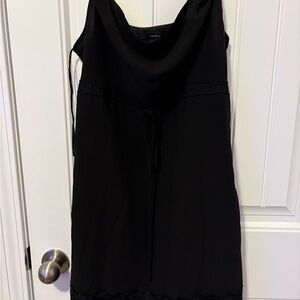 Black Cowl Neck Dress with Lace and Bow detail